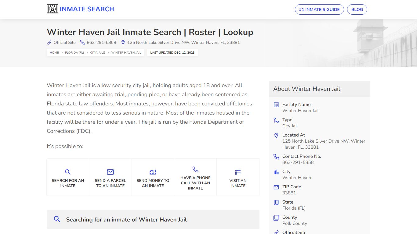 Winter Haven Jail Inmate Search | Roster | Lookup